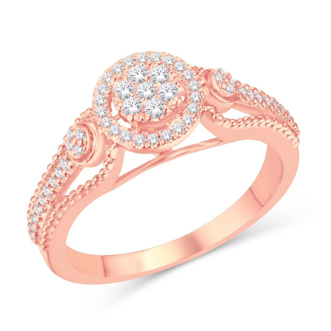 10 Karat Rose Gold 0.25 Carat Diamonds Round Designer Ladies Ring-0226433-RG