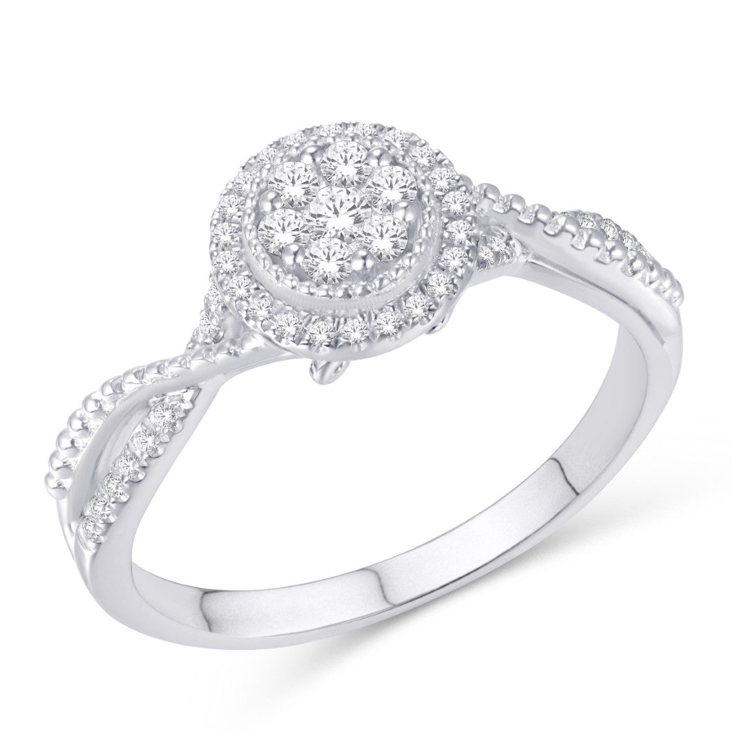 10 Karat White Gold 0.26 Carat Diamonds Round Ladies Ring-0226435-WG