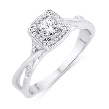 10 Karat Yellow Gold 0.10 Carat Diamonds Cushion Ladies Ring-0226673-YG