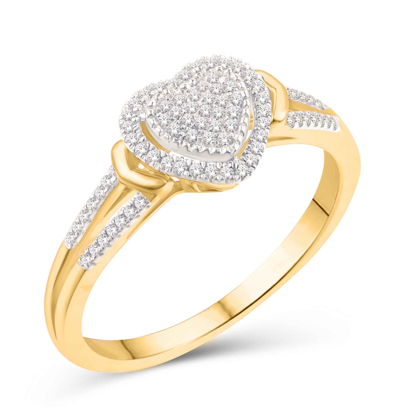 10 Karat Yellow Gold 0.17 Carat Diamonds Heart Ladies Ring-0226914-YG