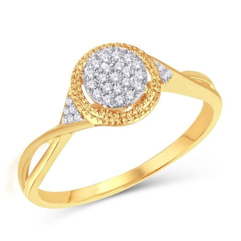 10 Karat Yellow Gold 0.10 Carat Diamonds Round Halo Intertwined Shank Ladies Ring-0226939-YG