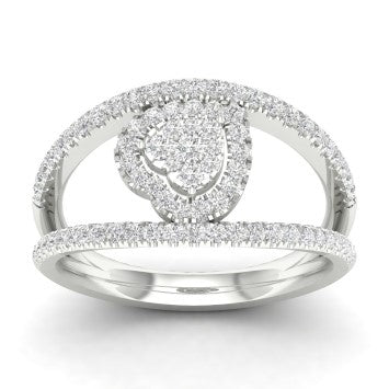 10 Karat White Gold 0.50 Carat Diamonds Heart Ladies Ring-0227955-WG