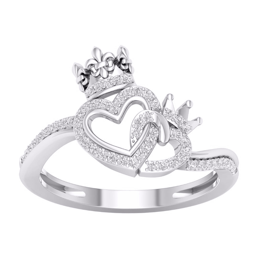 10 Karat White Gold 0.15 Carat Diamonds Heart Ladies Ring-0227957-WG