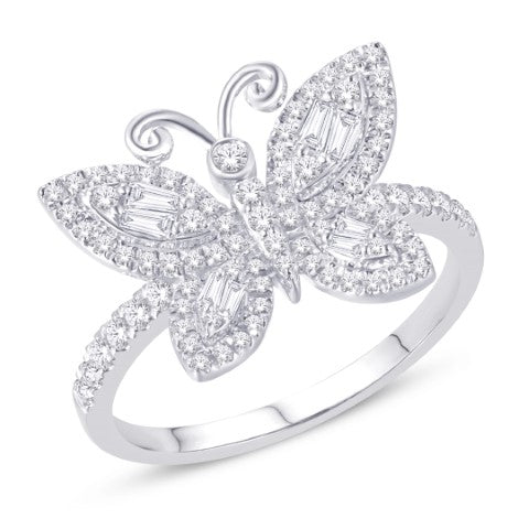10 Karat White Gold 0.50 Carat Diamonds Butterfly Ladies Ring-0228023-WG