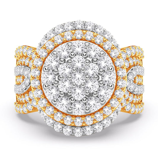 10 Karat Two-Tone (Yellow and White) Gold 2.11 Carat Diamonds Round Ladies Ring-0228112-YW