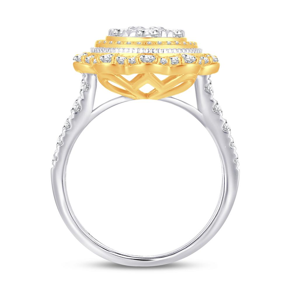 10 Karat Two-Tone (White and Yellow) Gold 1.81 Carat Diamonds Round Ladies Ring-0228122-WY