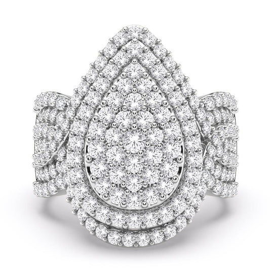 10 Karat White Gold 2.10 Carat Diamonds Pear Ladies Ring-0228132-WG