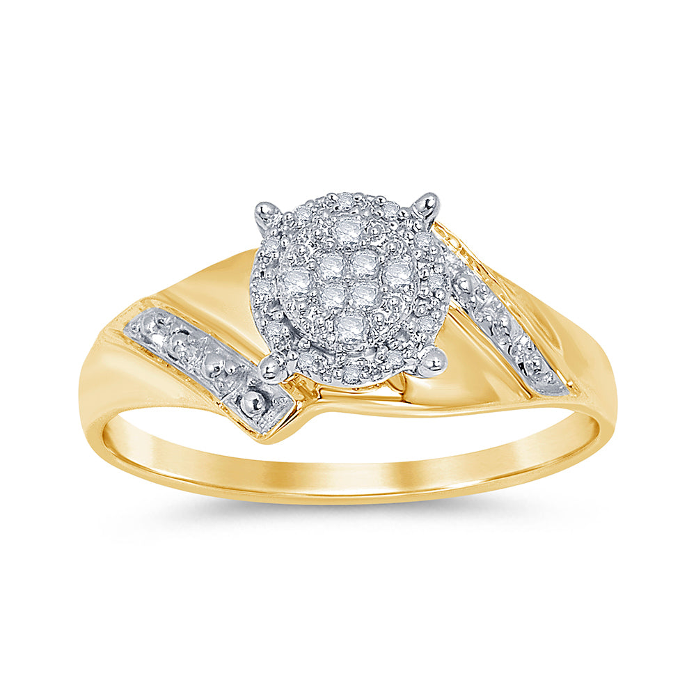 10 Karat Yellow Gold 0.10 Carat Diamonds Round Ladies Ring-0229179-YG