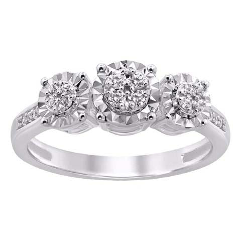 10 Karat White Gold 0.15 Carat Diamonds Round Ladies Ring-0229665-WG