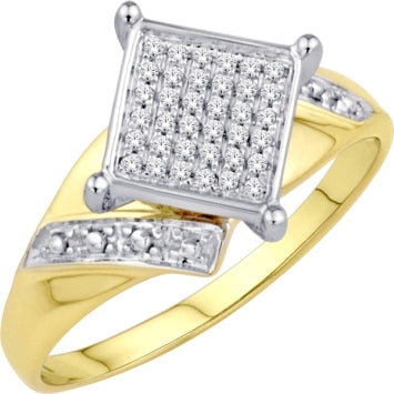 10 Karat Yellow Gold 0.10 Carat Diamonds Square Ladies Ring-0229722-YG