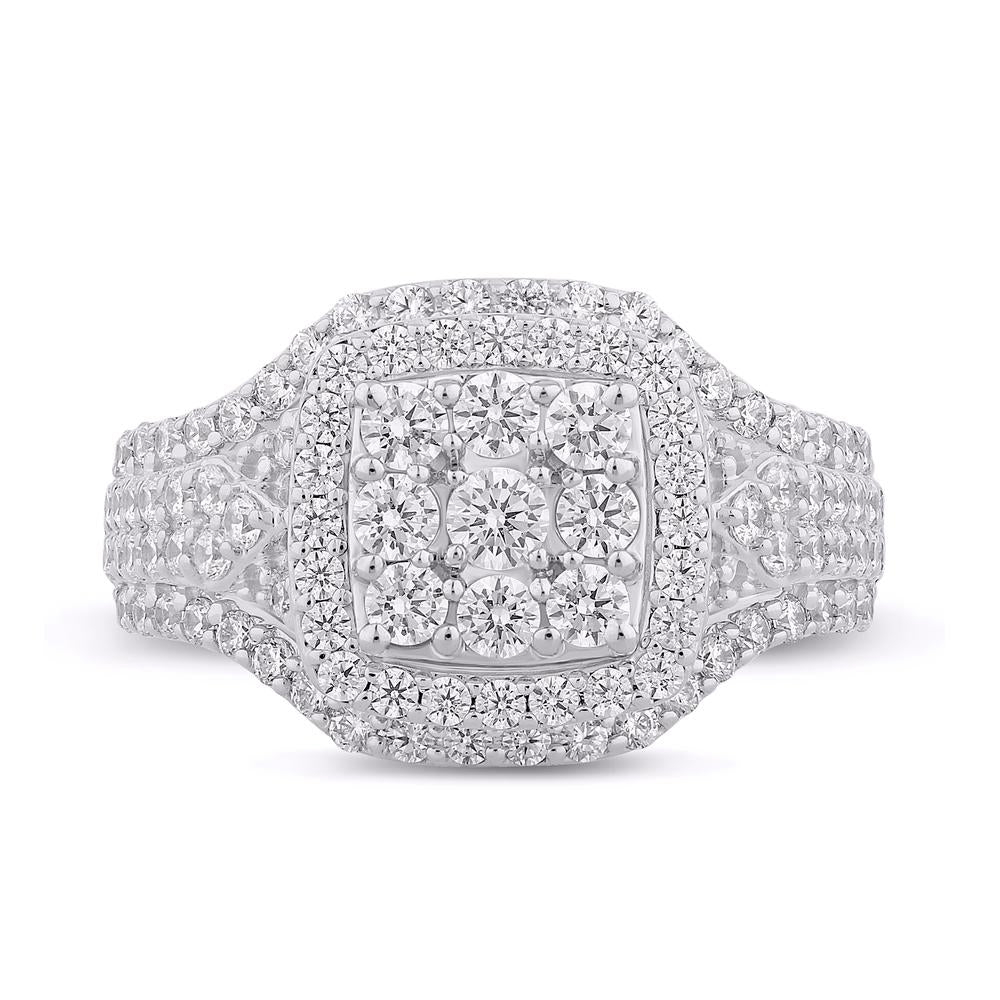10 Karat White Gold 1.50 Carat Diamonds Cushion Ladies Ring-0229961-WG