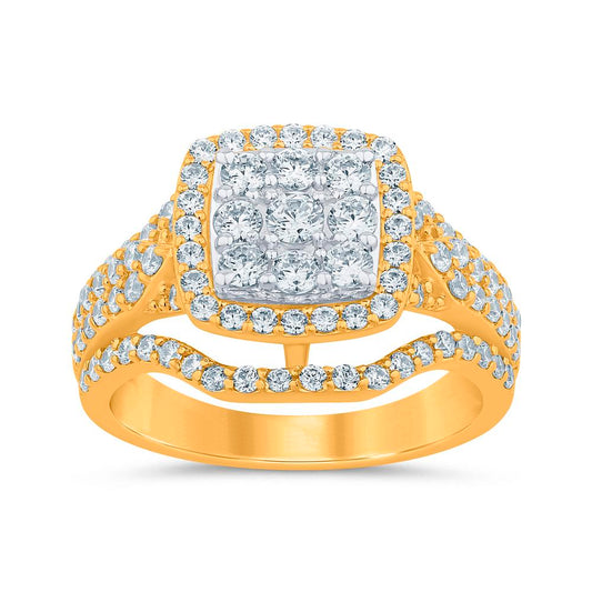 10 Karat Yellow Gold 1.50 Carat Diamonds Cushion Ladies Ring-0229961-YG