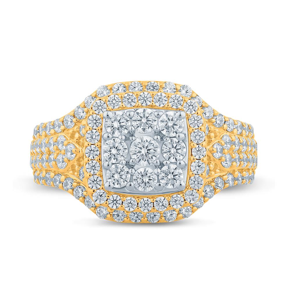 10 Karat Yellow Gold 1.50 Carat Diamonds Cushion Ladies Ring-0229961-YG