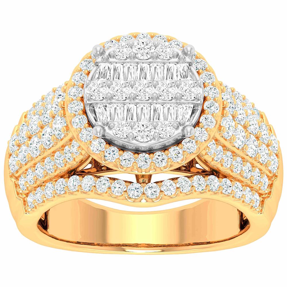10 Karat Two-Tone (Yellow and White) Gold 1.50 Carat Diamonds Round Halo Ladies Ring-0229984-YW