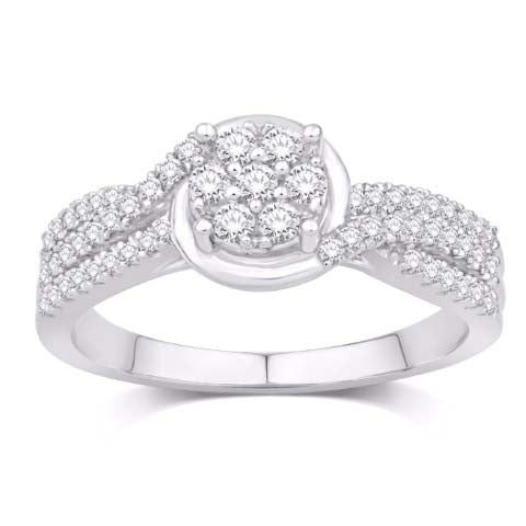 10 Karat White Gold 0.46 Carat Diamonds Round Ladies Ring-0232179-WG