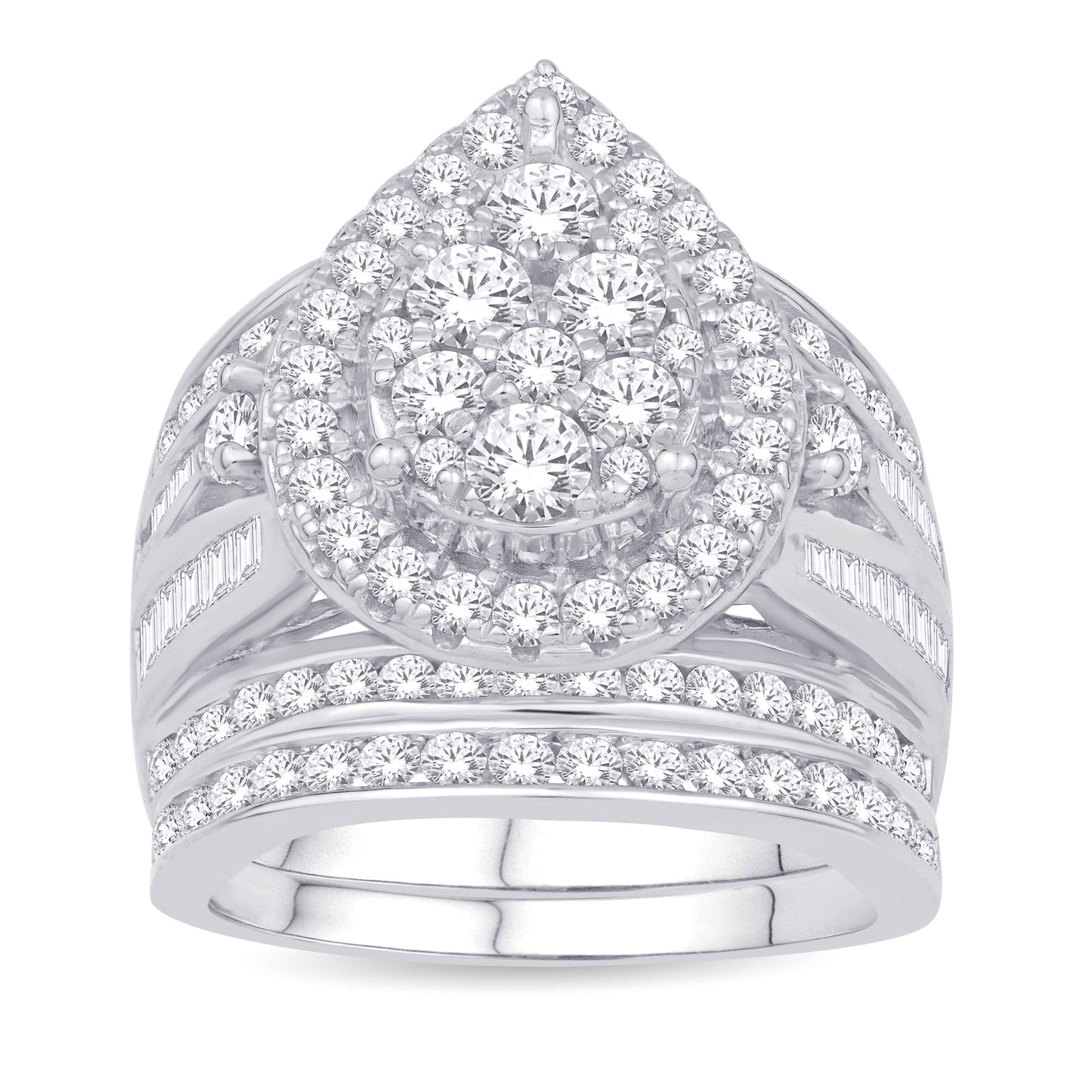 10 Karat White Gold 3.00 Carat Diamonds Pear Ladies Ring-0232188-WG