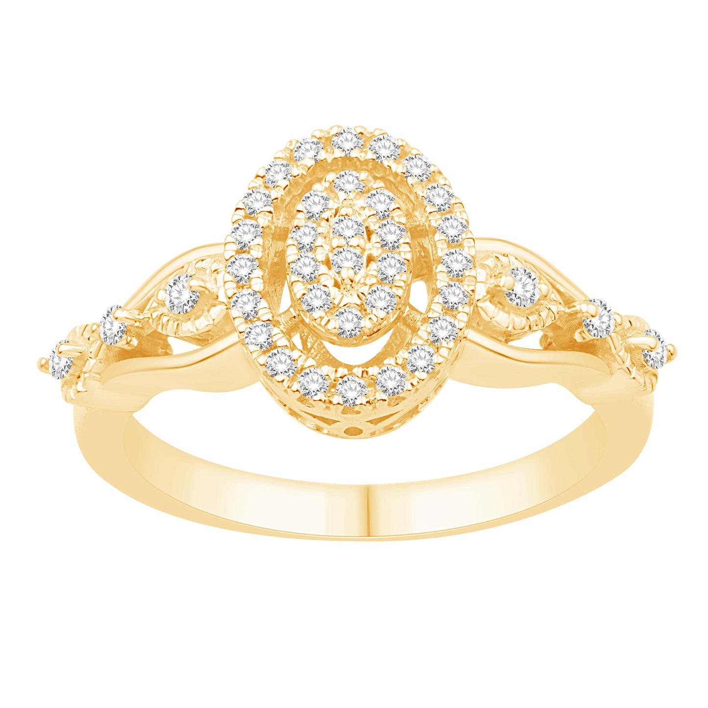 10 Karat Yellow Gold 0.29 Carat Diamonds Halo Oval Ladies Ring-0232511-YG