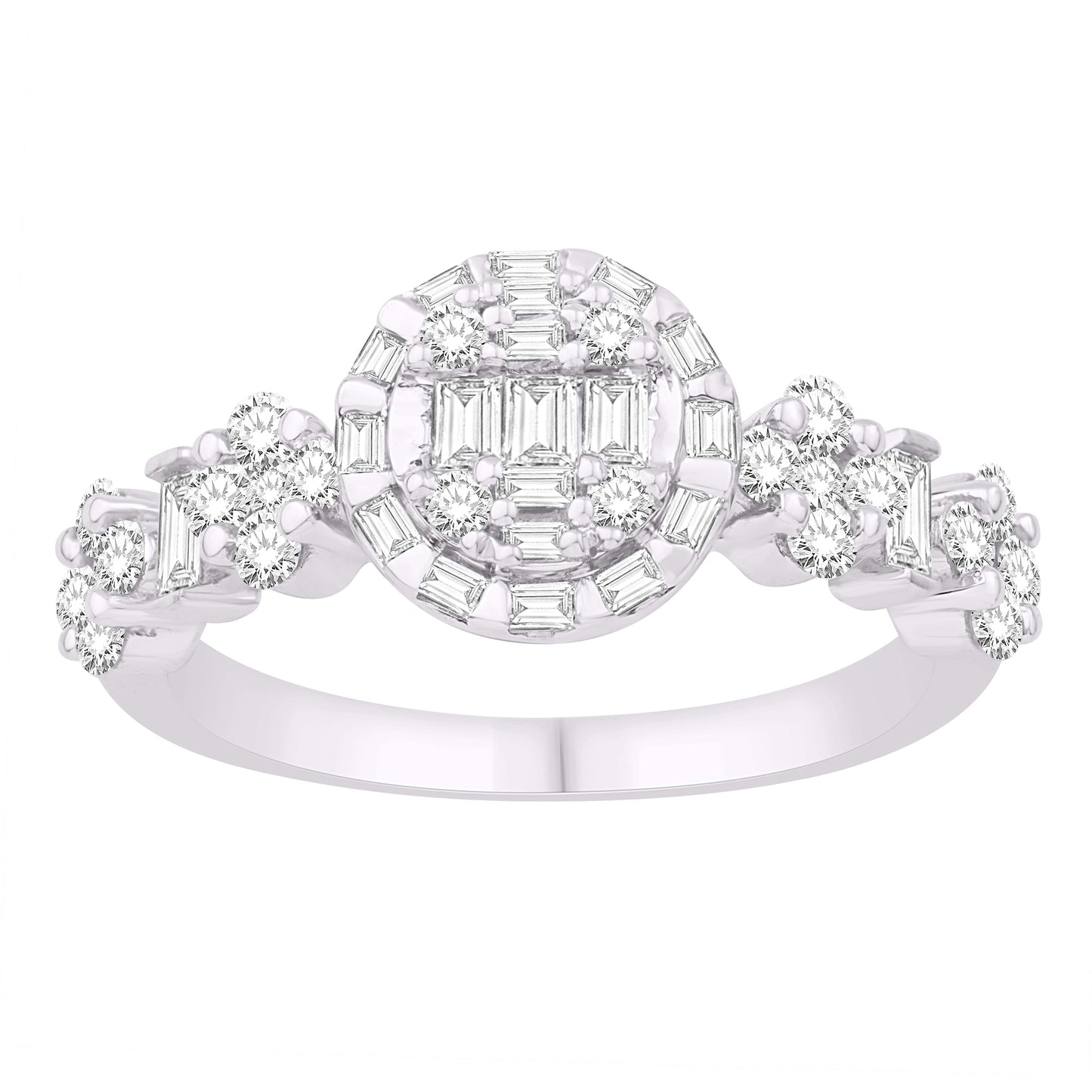 10 Karat White Gold 0.75 Carat Diamonds Round Ladies Ring-0232514-WG