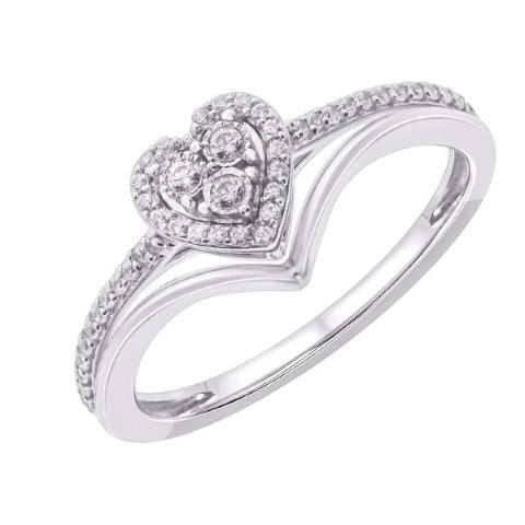 10 Karat White Gold 0.20 Carat Diamonds Heart Ladies Ring-0242363-WG