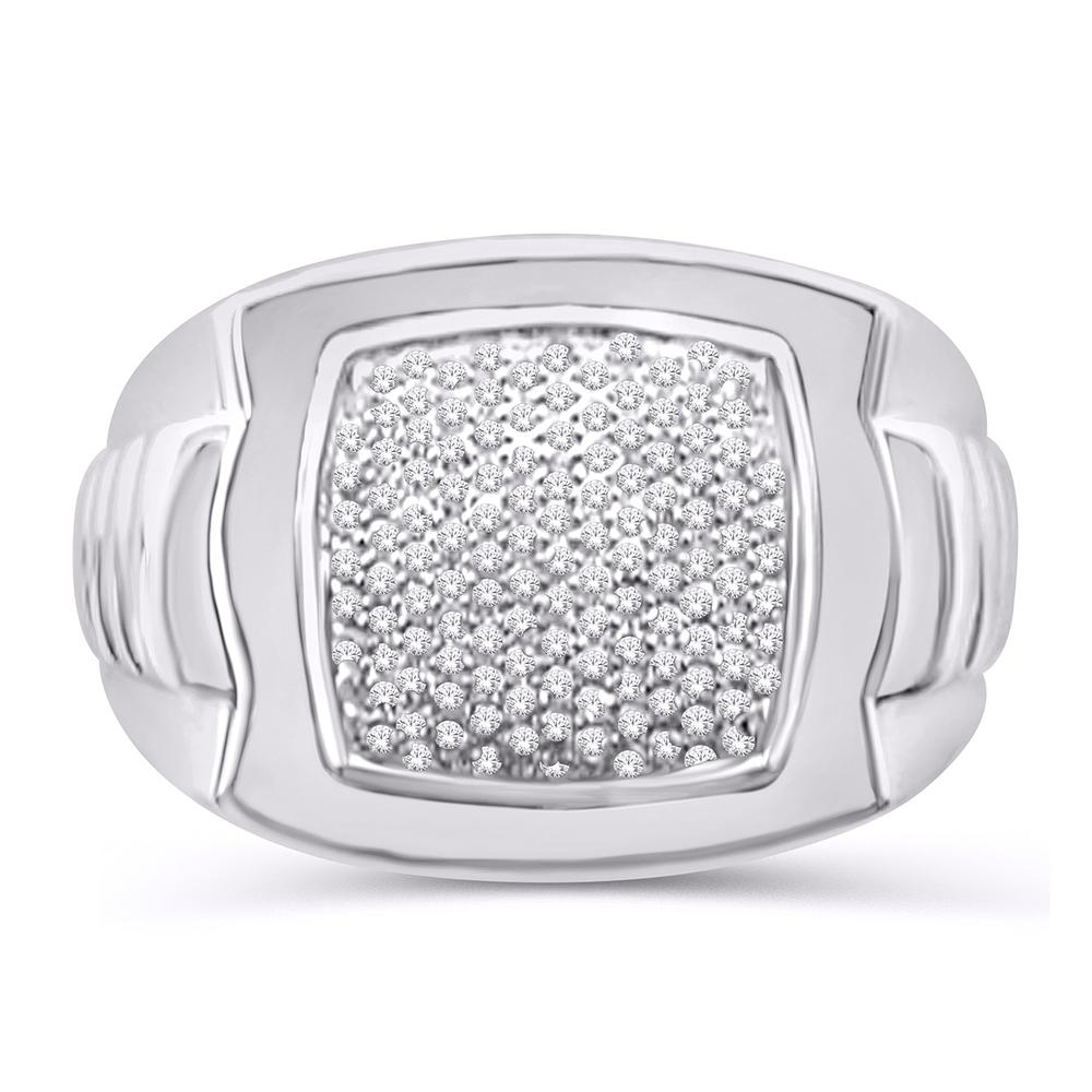 10 Karat White Gold 0.38 Carat Diamonds Cushion Men's Ring-0325011-WG