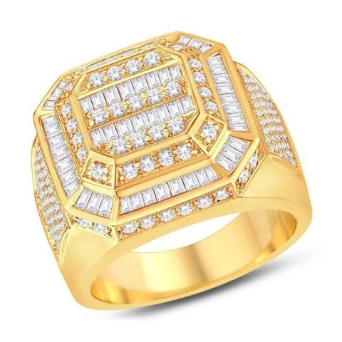 10 Karat All Yellow Gold 2.46 Carat Diamonds Square Men's Ring-0325683-ALY