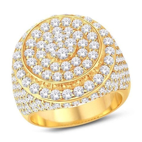 10 Karat All Yellow Gold 5.43 Carat Diamonds Round Men's Ring-0325686-ALY