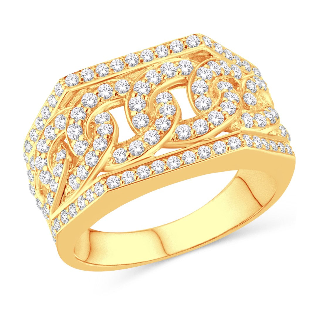 10 Karat All Yellow Gold 1.50 Carat Diamonds Fashion Men's Ring-0325852-ALY