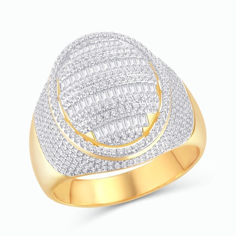 10 Karat Yellow Gold 1.45 Carat Diamonds Oval Cluster Men's Ring-0325946-YG