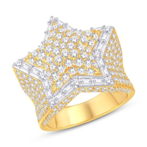 10 Karat Two-Tone (Yellow and White) Gold 5.25 Carat Diamonds Star Men's Ring-0326055-YW