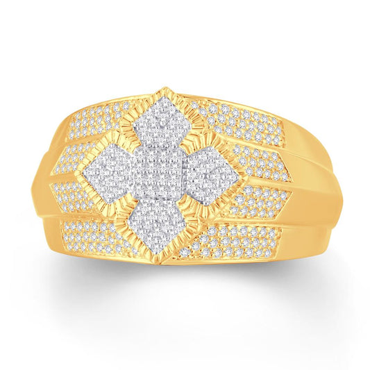 10 Karat Two-Tone (Yellow and White) Gold 0.46 Carat Diamonds Fashion Men's Ring-0326110-YW