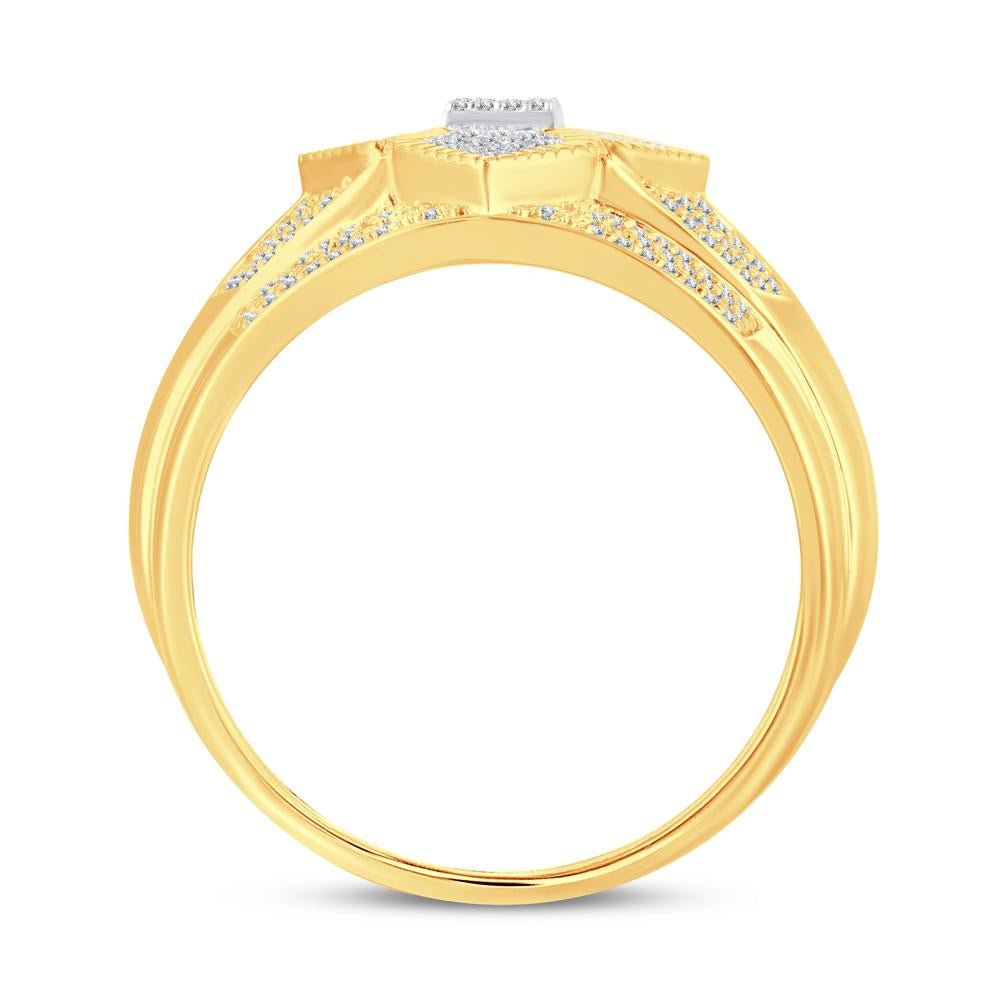 10 Karat Two-Tone (Yellow and White) Gold 0.46 Carat Diamonds Fashion Men's Ring-0326110-YW