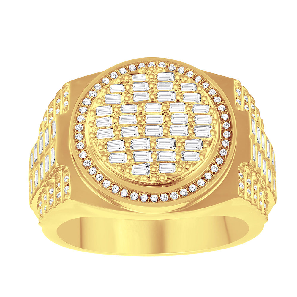 10 Karat All Yellow Gold 1.20 Carat Diamonds Designer Men's Ring-0326927-ALY