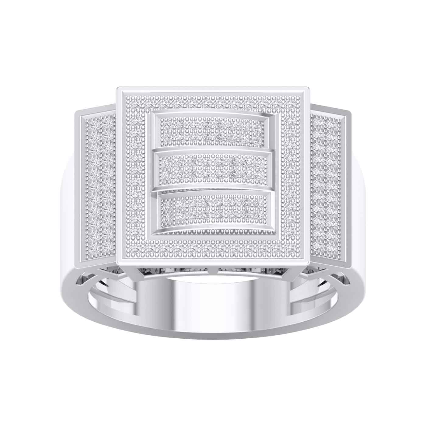 10 Karat White Gold 0.40 Carat Diamonds Classic Men's Ring-0327020-WG