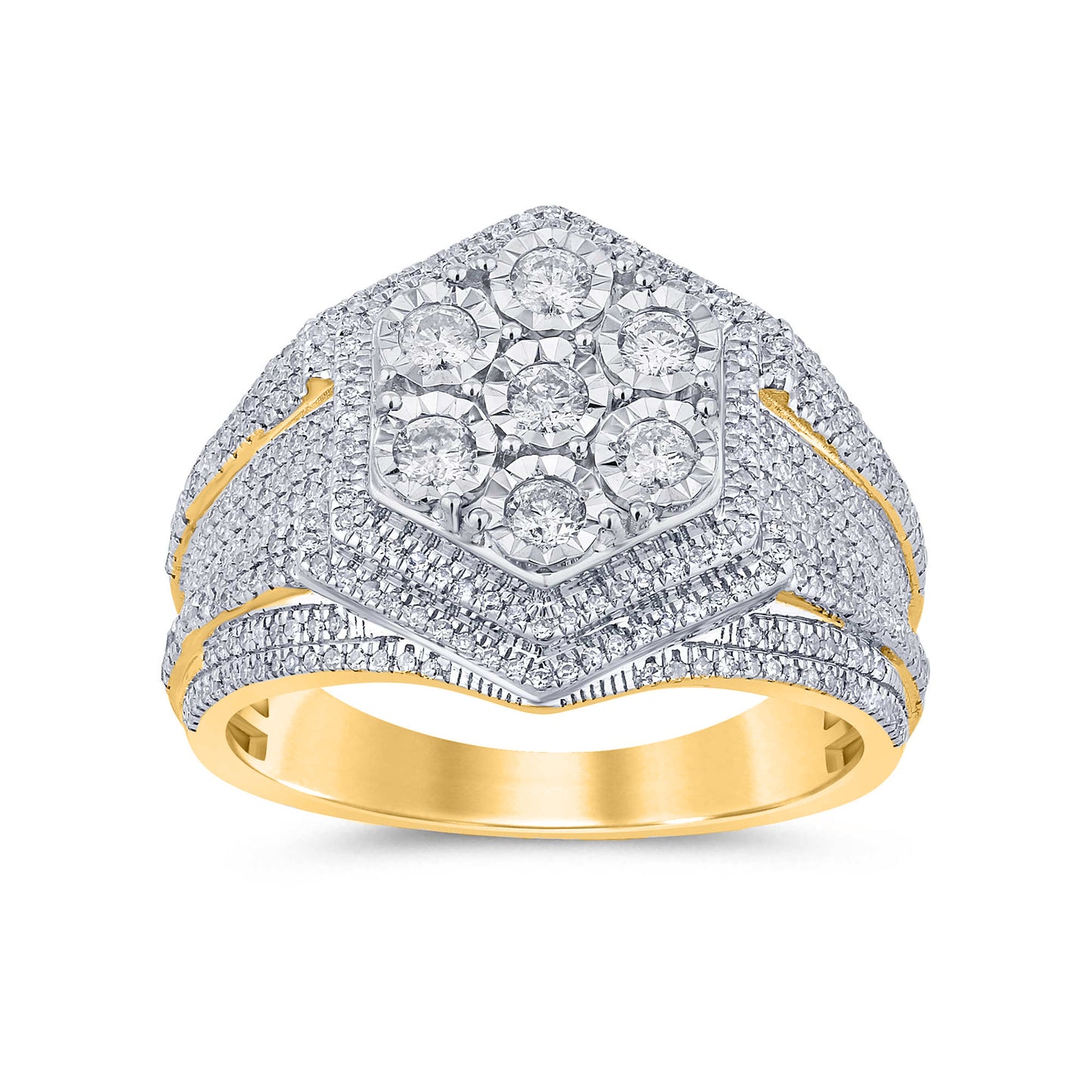 10 Karat Yellow Gold 0.97 Carat Diamonds Fashion Men's Ring-0329243-YG