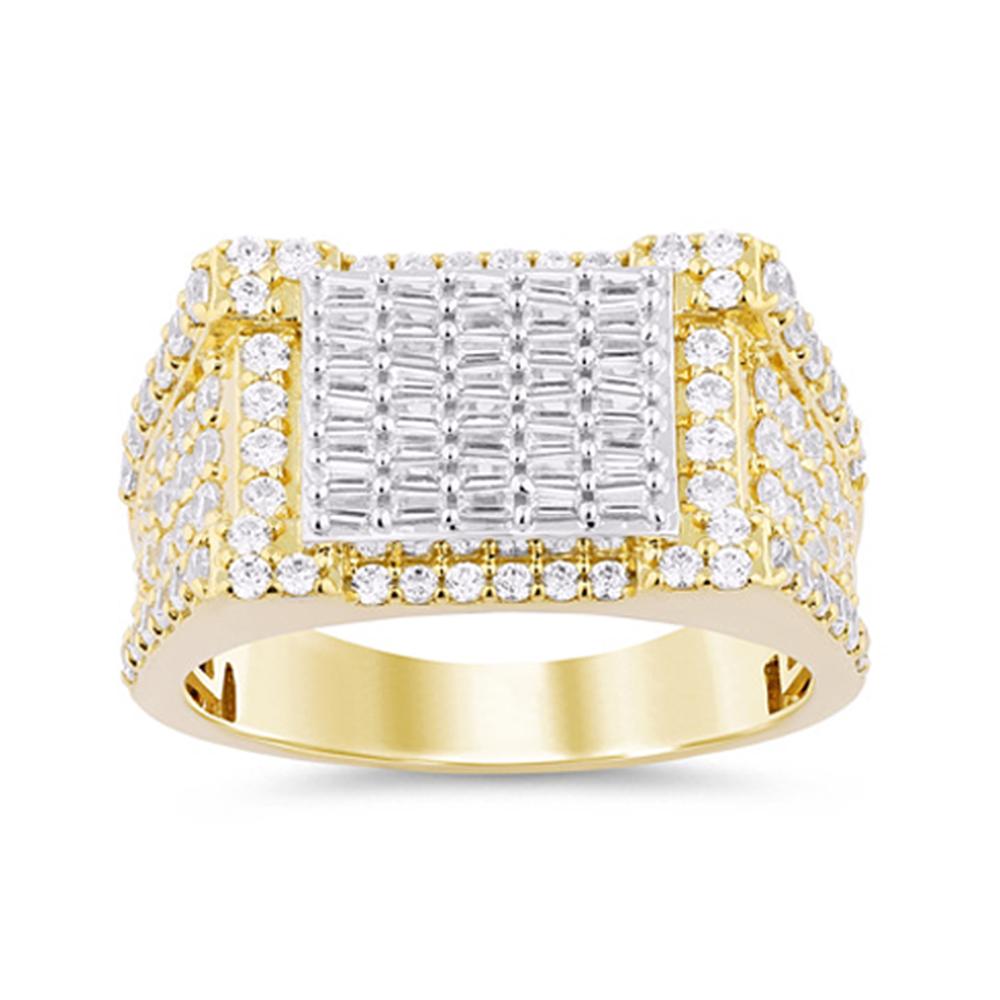 10 Karat Yellow Gold 1.69 Carat Diamonds Square Men's Ring-0329306-YG