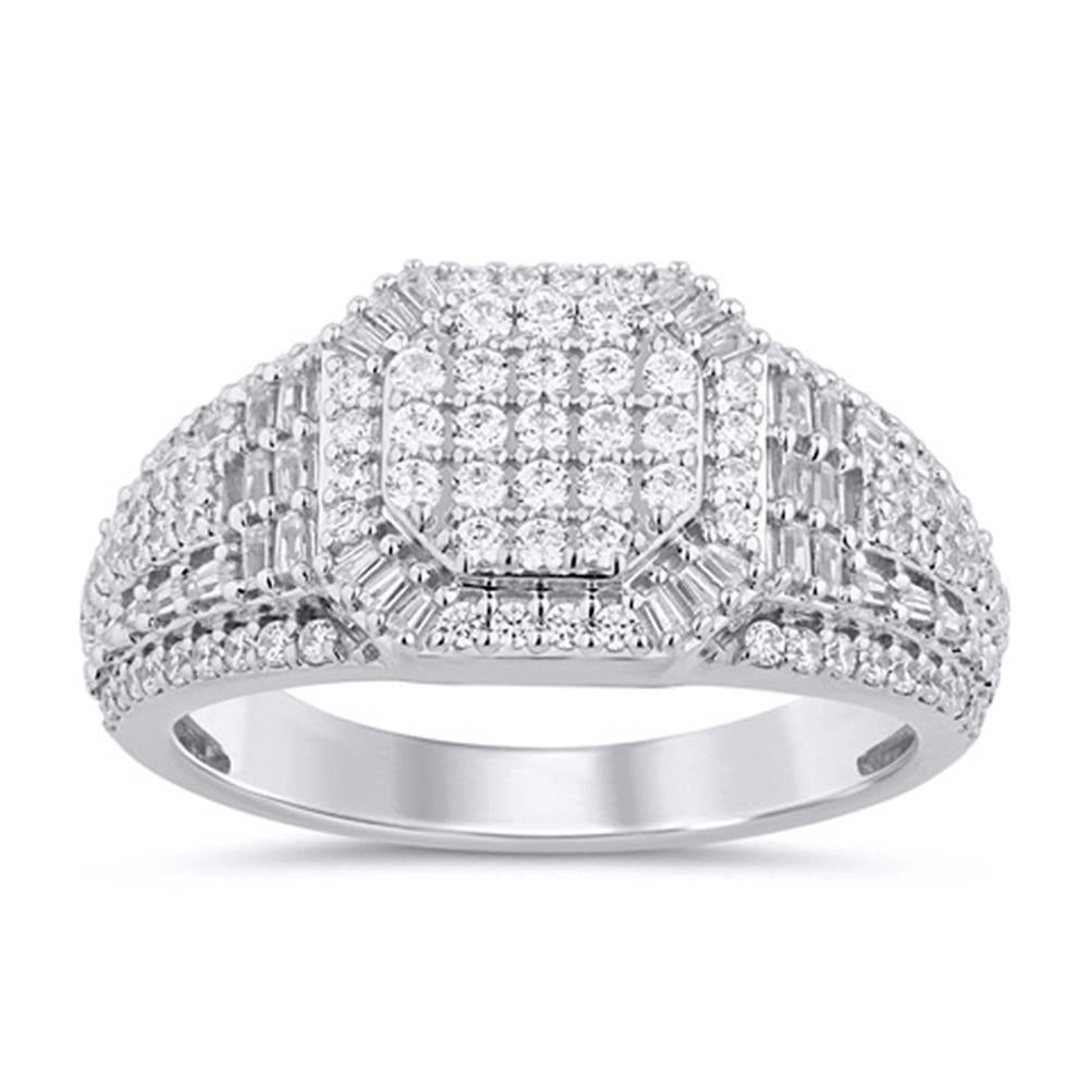 10 Karat White Gold 1.14 Carat Diamonds Heptagon Men's Ring-0329321-WG