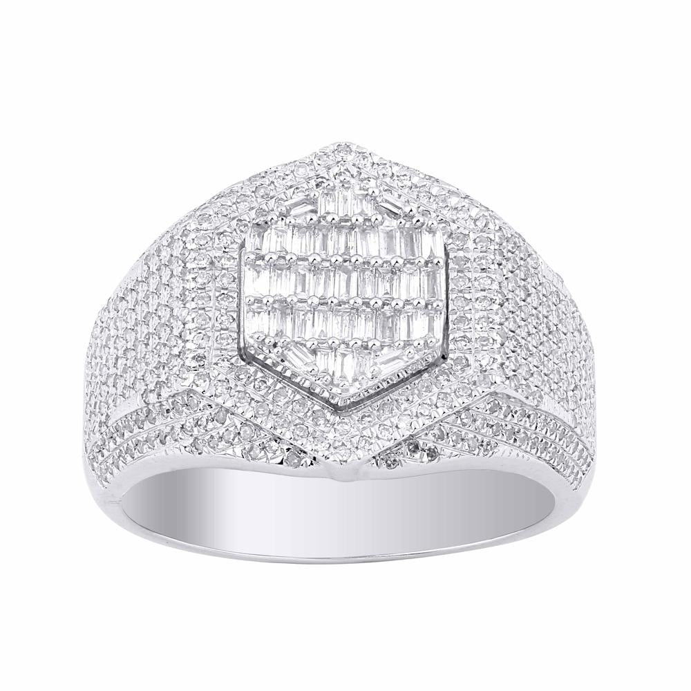 10 Karat White Gold 1.00 Carat Diamonds Designer Men's Ring-0329336-WG