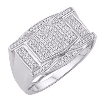 10 Karat White Gold 0.50 Carat Diamonds Classic Men's Ring-0333280-WG
