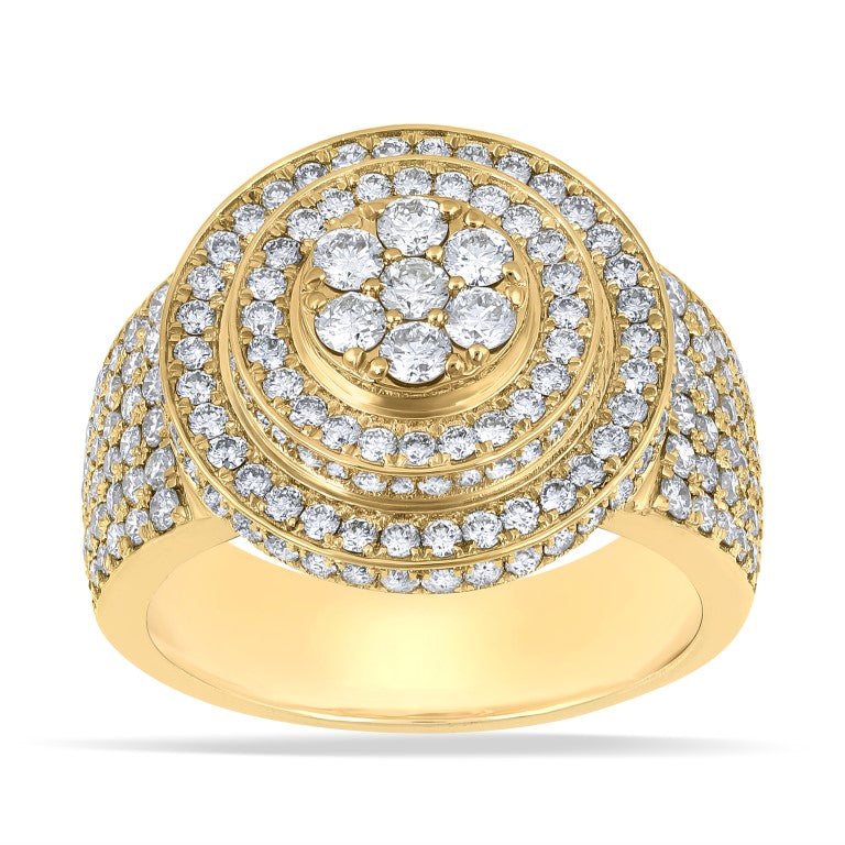 10 Karat Yellow Gold 2.89 Carat Diamonds Round Men's Ring-0350001-YG
