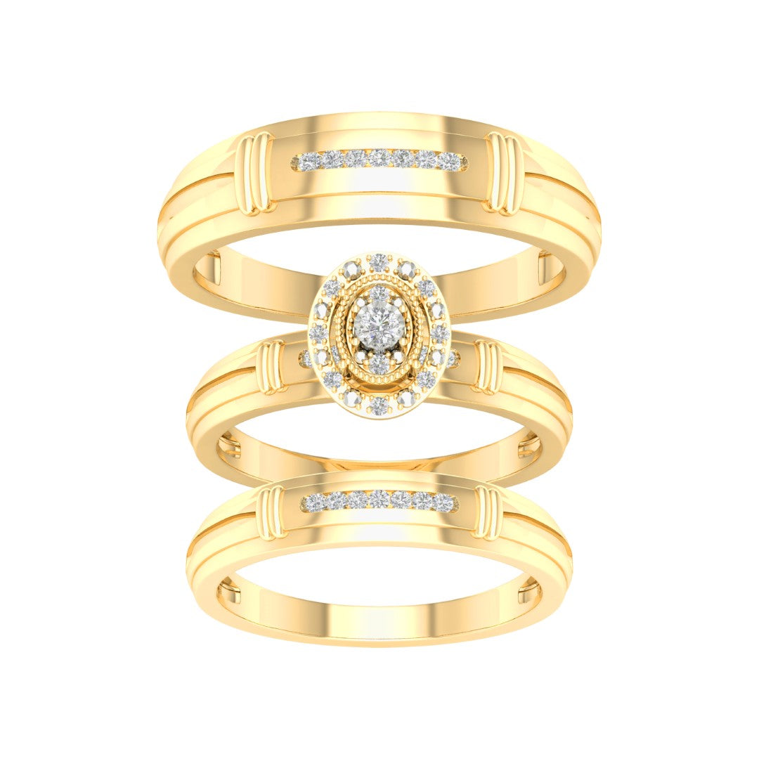 10 Karat Yellow Gold 0.11 Carat Diamonds Oval Trio Set-0427100-YG