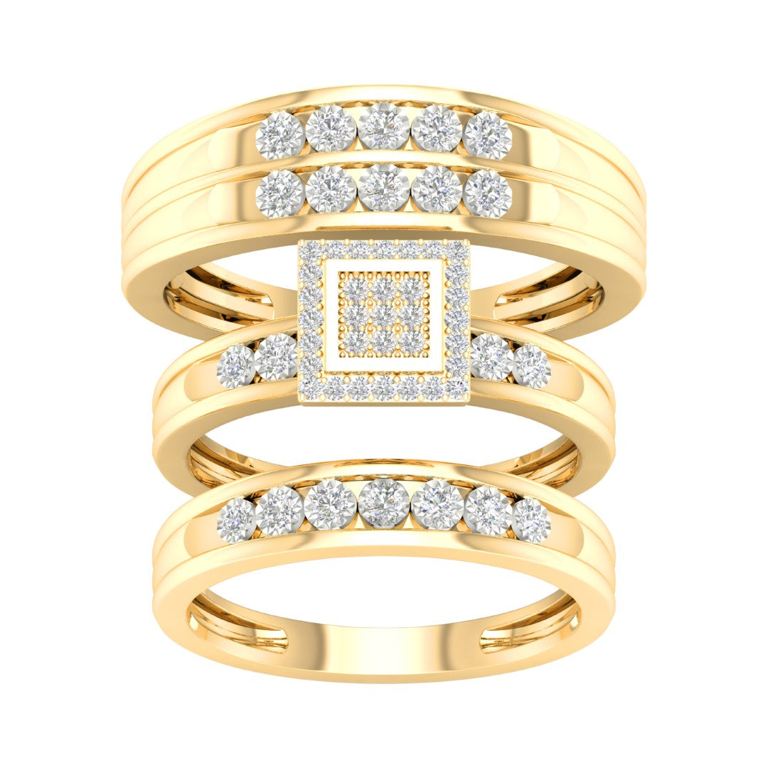 10 Karat Yellow Gold 0.33 Carat Diamonds Square Trio Set-0427104-YG
