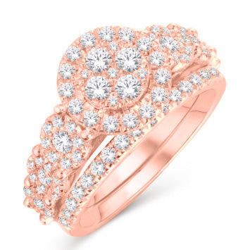 14 Karat All Rose Gold 1.25 Carat Diamonds Round Bridal Ring-0525964-ALR
