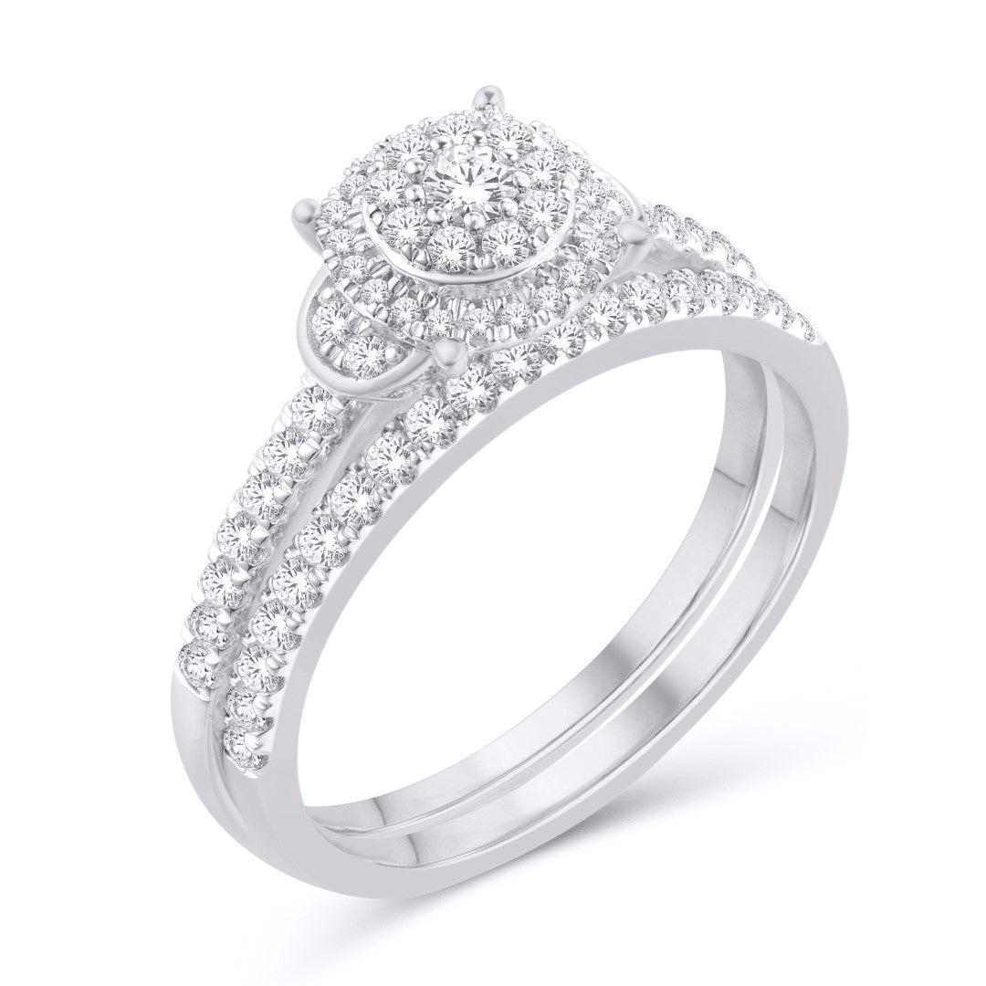10 Karat White Gold 0.47 Carat Diamonds Round Bridal Ring-0526007-WG