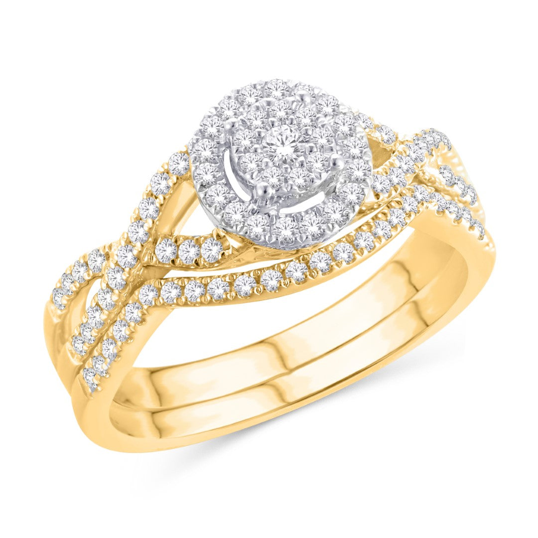 10 Karat Yellow Gold 0.50 Carat Diamonds Glittera Round Bridal Ring-0526098-YG
