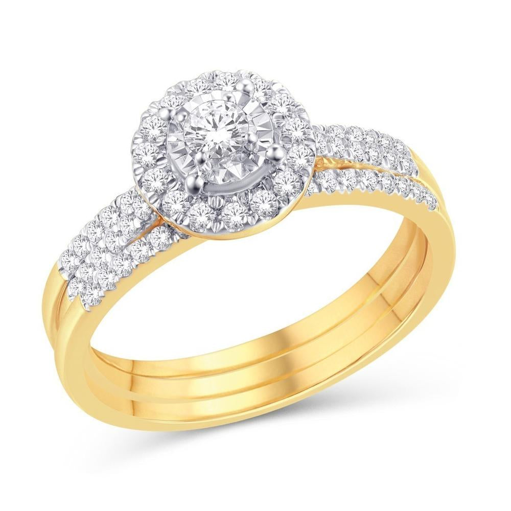 10 Karat Yellow Gold 0.49 Carat Diamonds Round Bridal Ring-0526100-YG