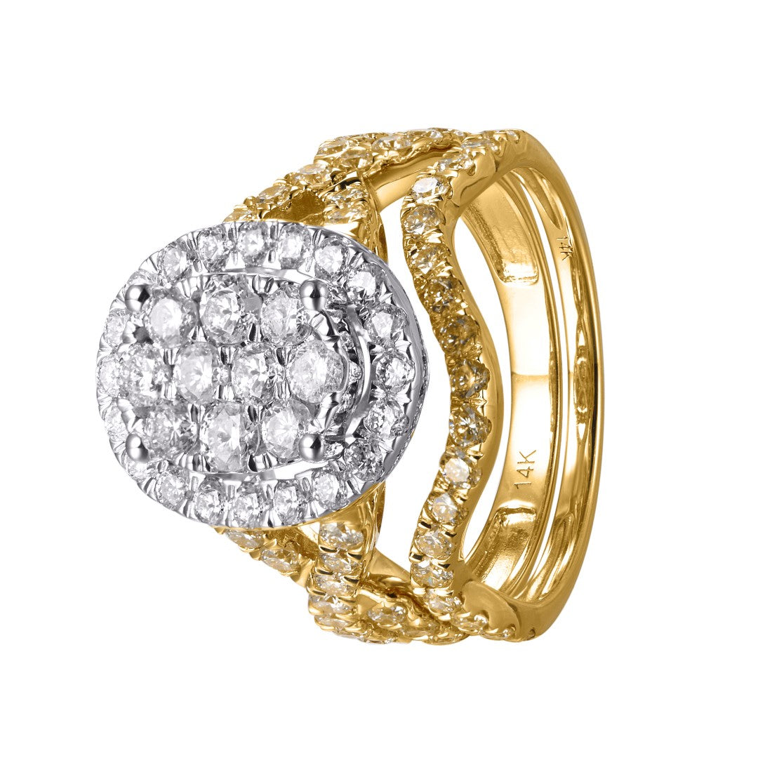 10 Karat Yellow Gold 2.00 Carat Diamonds Oval Bridal Ring-0526139-YG