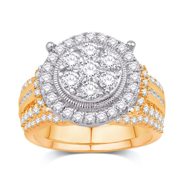10 Karat Yellow Gold 1.50 Carat Diamonds Round Bridal Ring-0532555-YG