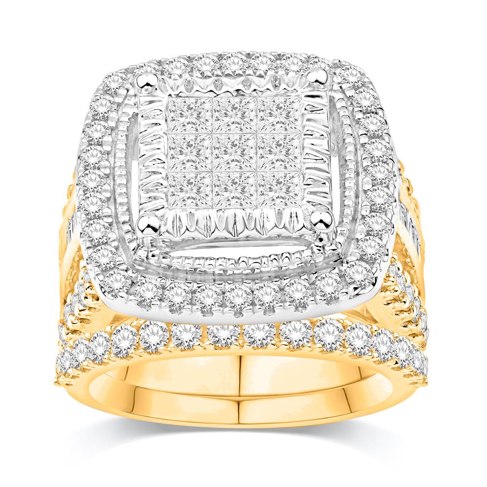 14 Karat Yellow Gold 2.02 Carat Diamonds (0.31 CTR) Cushion Bridal Ring-0532578-YG