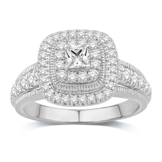 14 Karat White Gold 0.98 Carat Diamonds Uno Bridal Ring-0532645-WG
