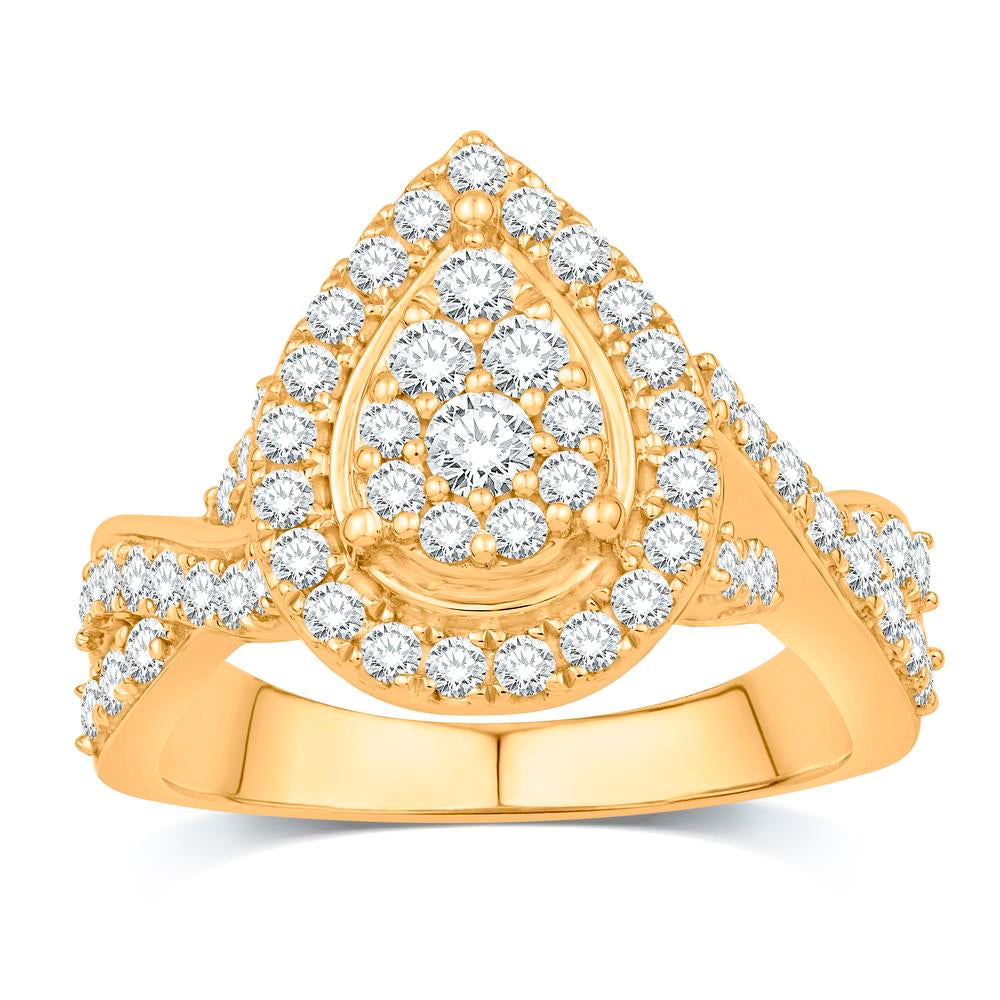 10 Karat Yellow Gold 1.05 Carat Diamonds Pear Ladies Ring-0532756-YG